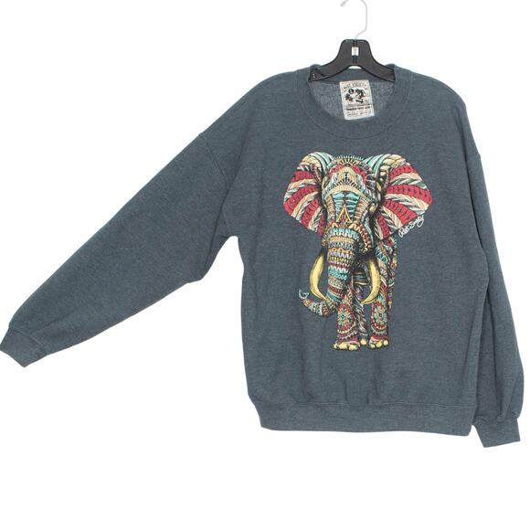 Riot Society Sweatshirt Elephant Graphic Boho Aztec Retro Art Oversized Large KT - Picture 4 of 4